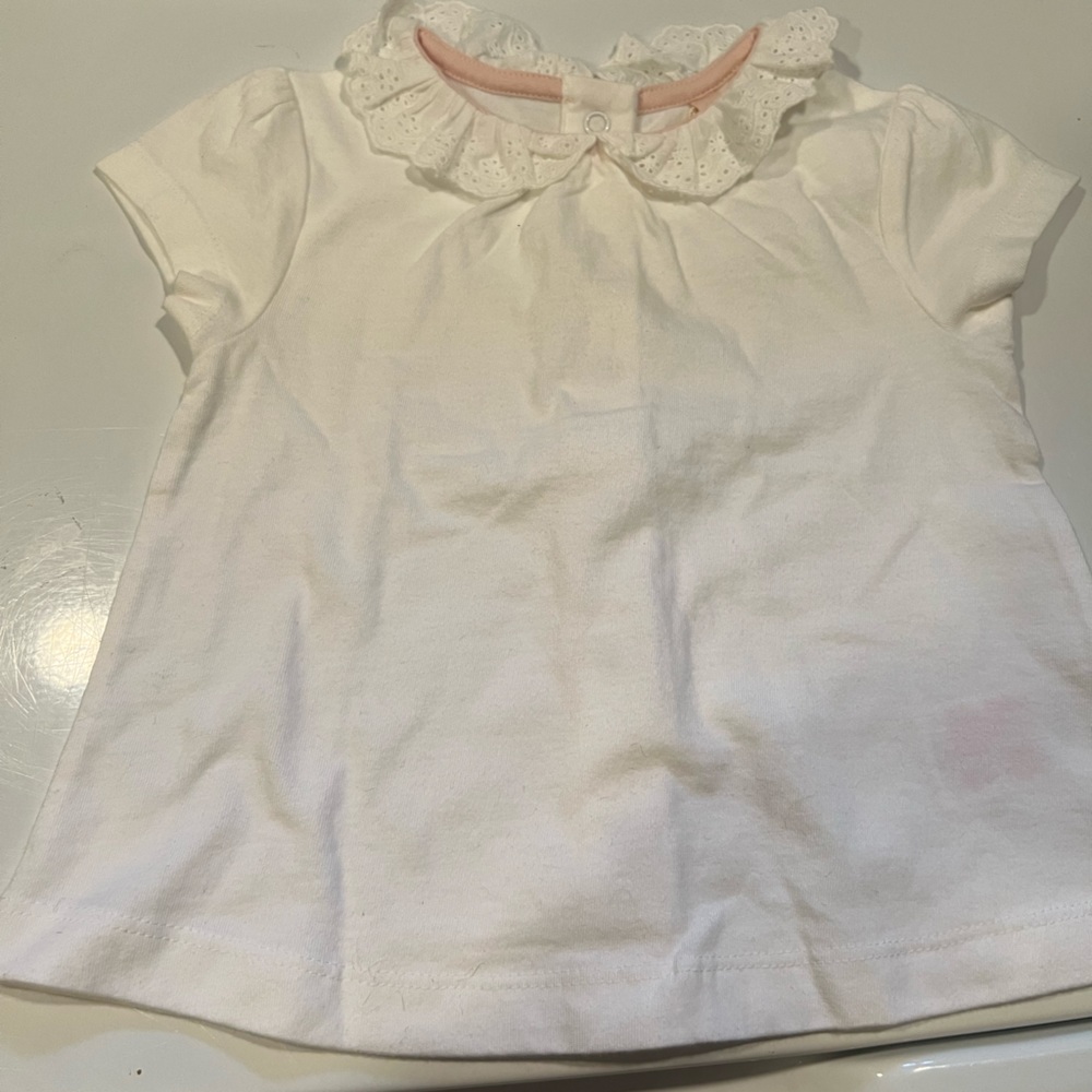 White Mini Boden Shirt with Peter Pan Lace Collar